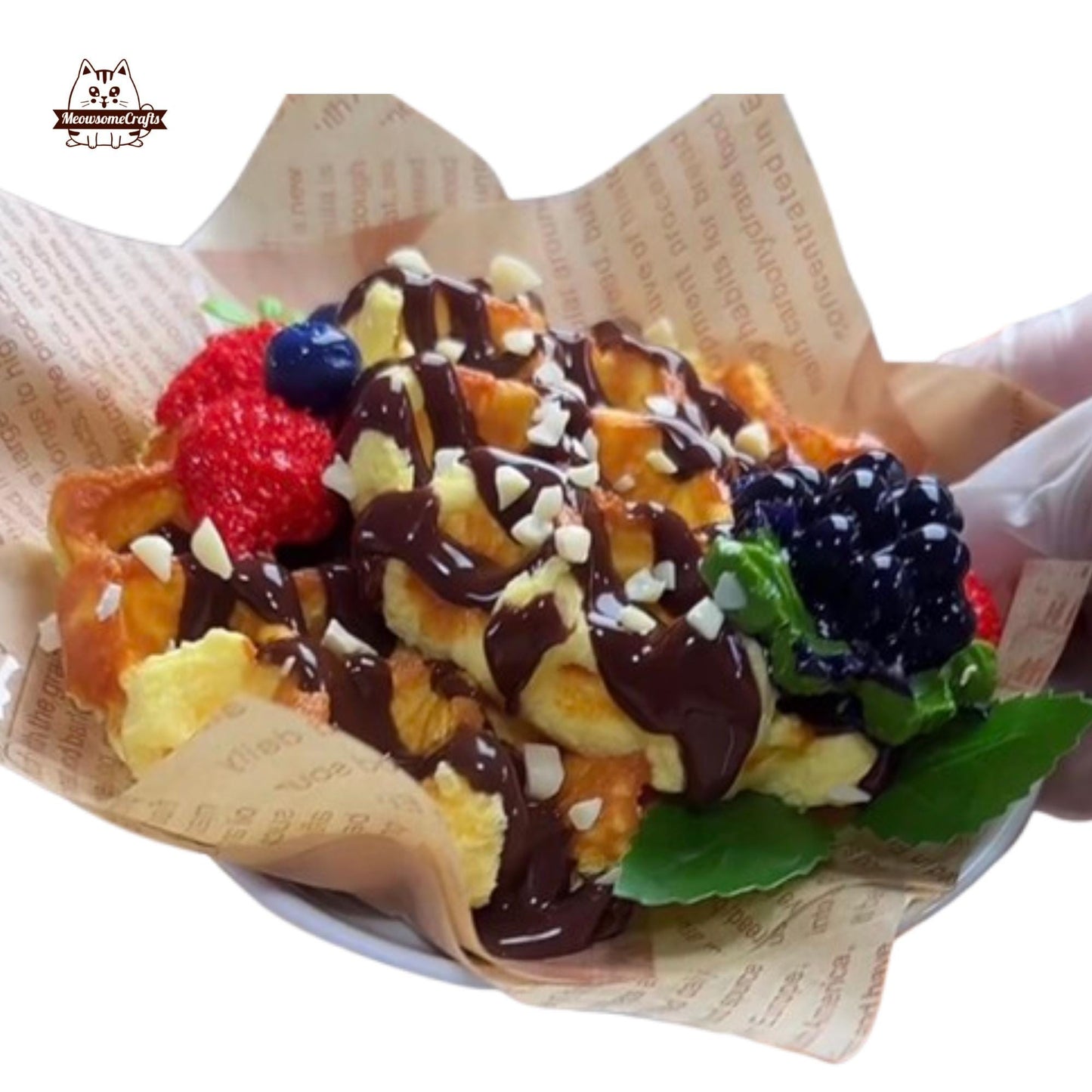 Realistic Chocolate Berry Waffle Dessert Squishy Slow Rising Stress Relief Gift