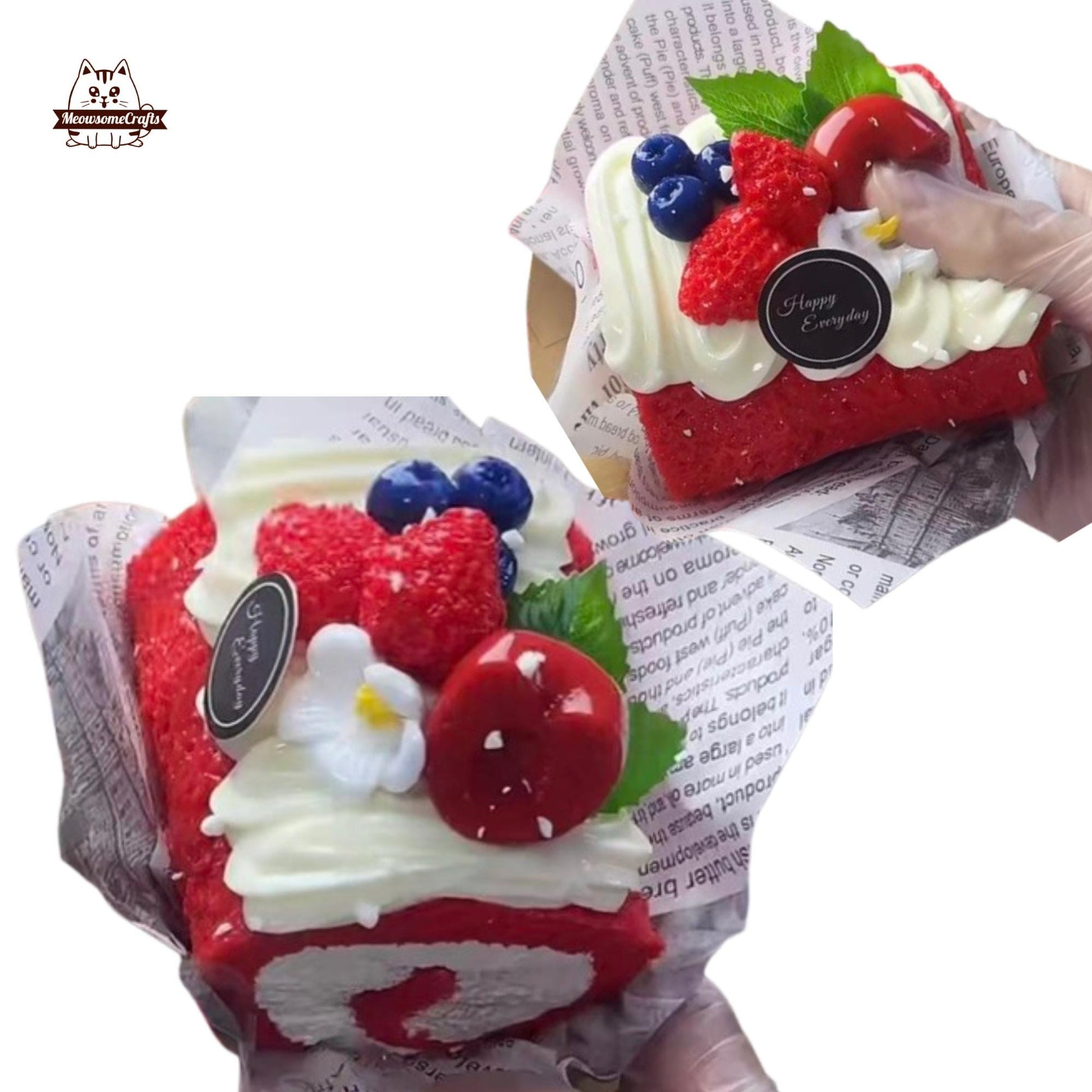 Soft Red Berry Cake Taba Squishy Slow Rising Stress Relief Fidget Toy Gift