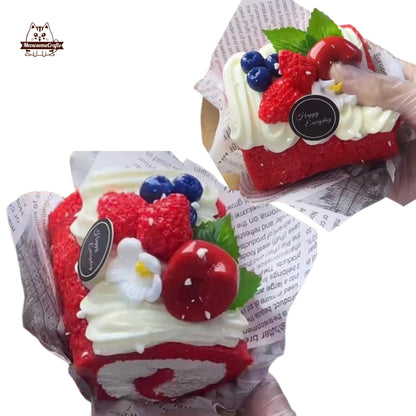 Soft Red Berry Cake Taba Squishy Slow Rising Stress Relief Fidget Toy Gift