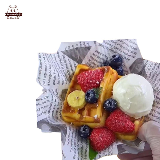 Realistic Waffle Fruit Ice Cream Food Squishy Squeezable Stress Relief Sensory Fidget Toy