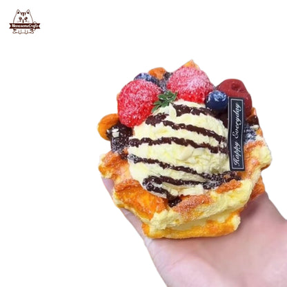 Realistic Fruit Ice Cream Waffles Food Squishy Squeezable Stress Relief Sensory Fidget Toy