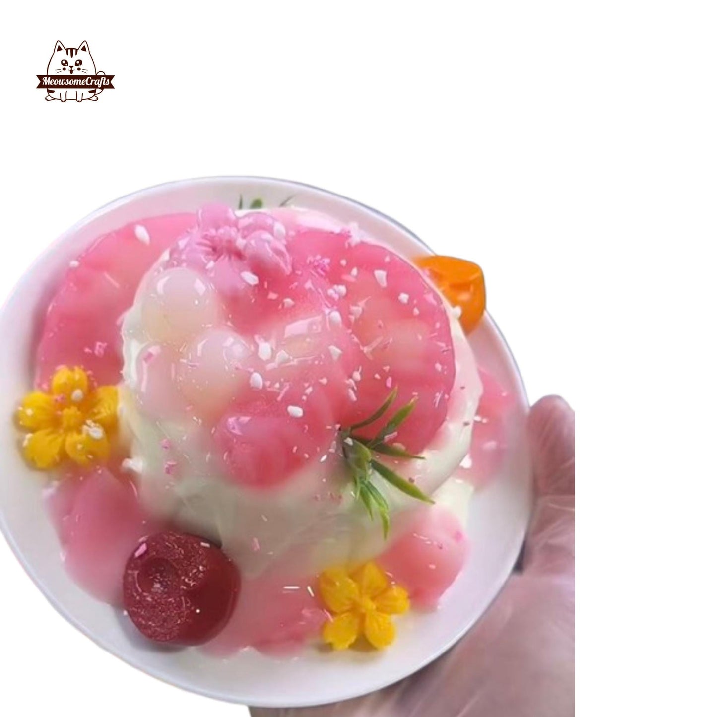 Realistic Peach Cherry Cream Cake Food Squishy Squeezable Stress Relief Sensory Fidget Toy