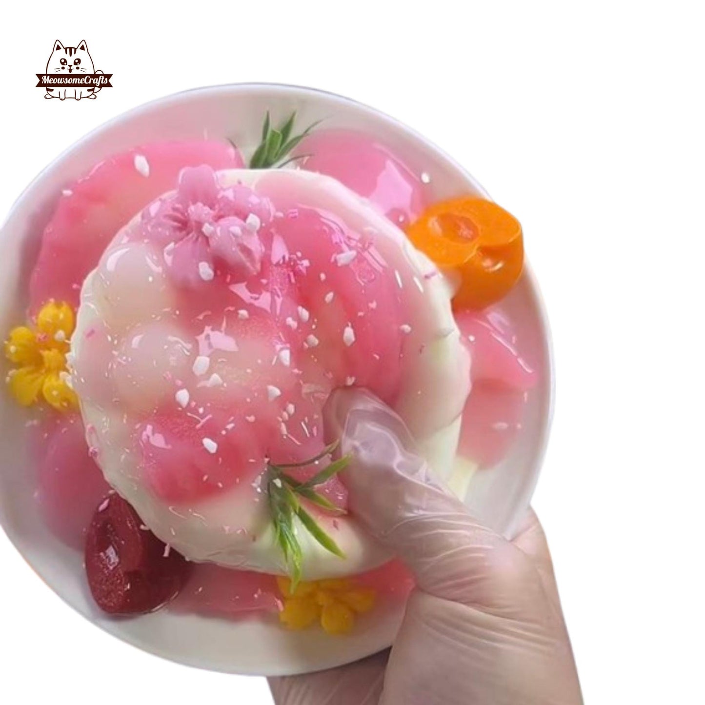 Realistic Peach Cherry Cream Cake Food Squishy Squeezable Stress Relief Sensory Fidget Toy