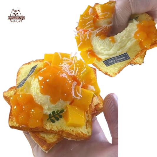 Soft Mango Toast Food Squishy Squeezable Stress Relief Sensory Fidget Toy