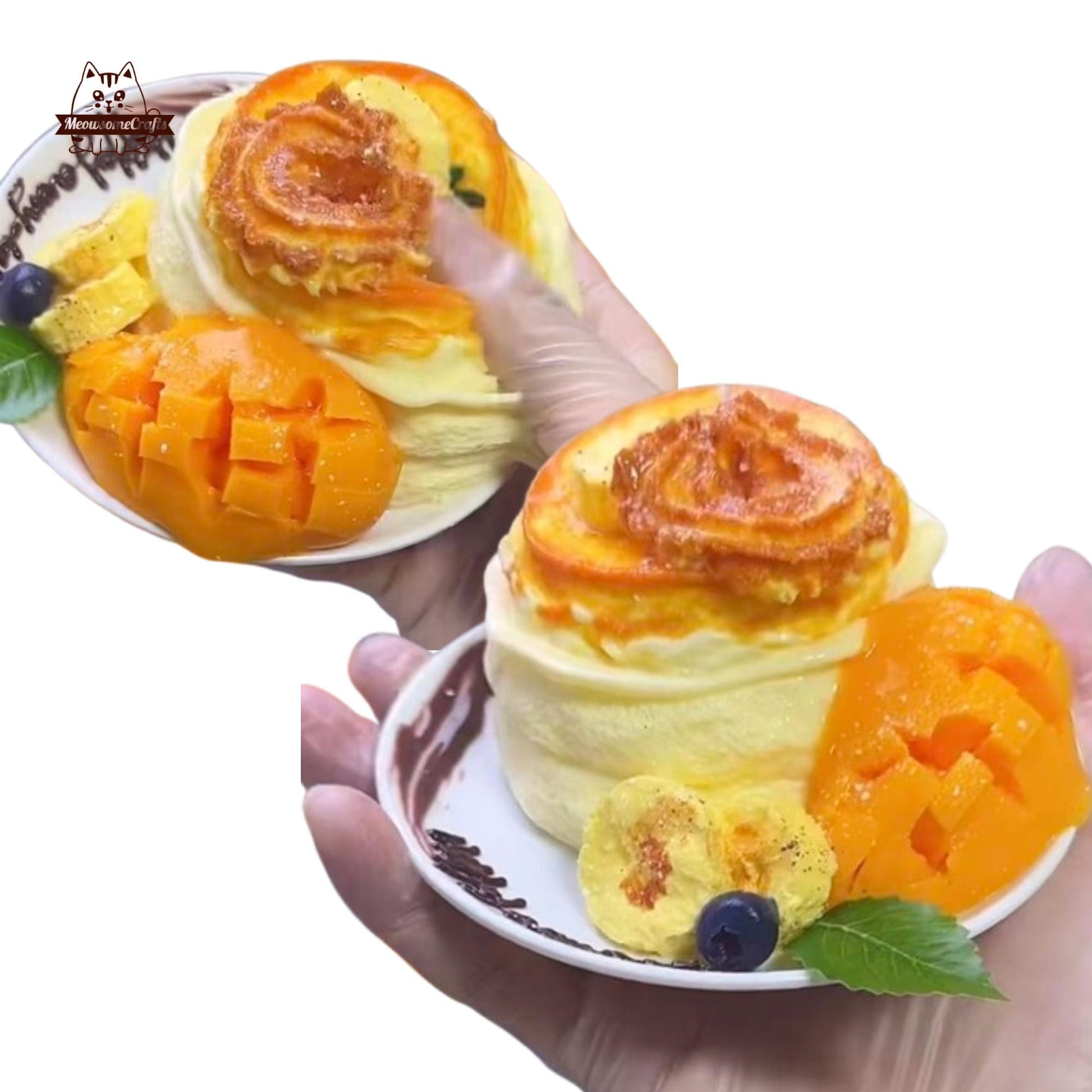 Soft Mango Cinnamon Roll Food Squishy Squeezable Stress Relief Sensory Fidget Toy