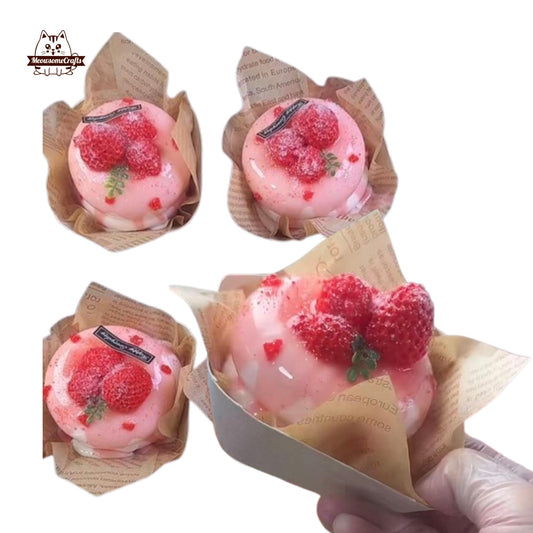 Soft Strawberry Soufflé Cake Food Squishy Squeezable Stress Relief Sensory Fidget Toy