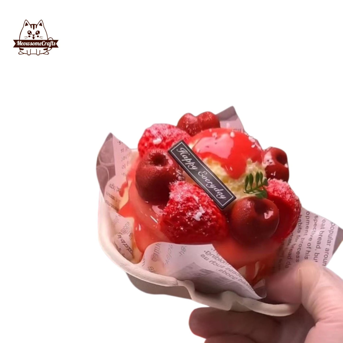 Strawberry Cherries Soufflé Food Squishy Squeezable Stress Relief Sensory Fidget Toy