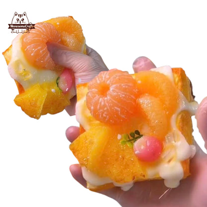 Realistic Orange Toast Food Squishy Squeezable Stress Relief Sensory Fidget Toy