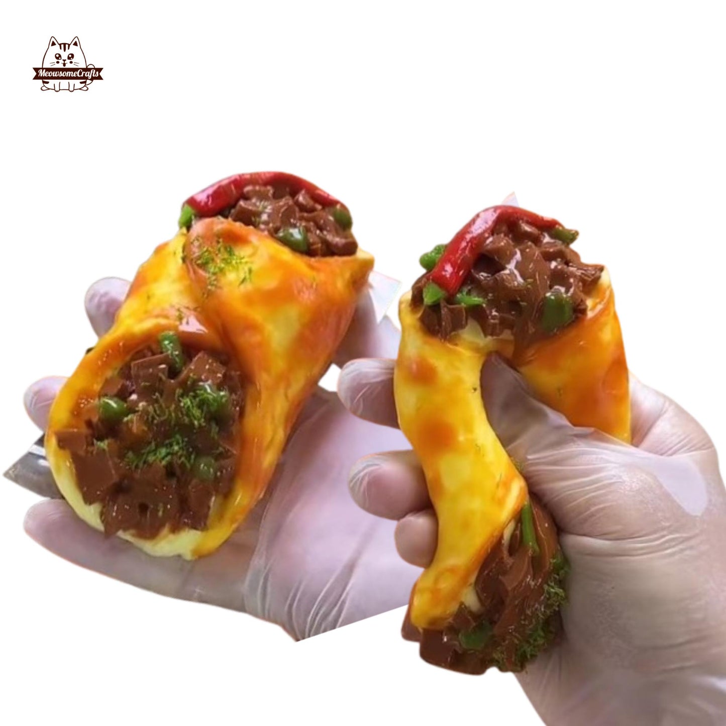 Beef Omelet Wrap Bread Food Squishy Squeezable Stress Relief Sensory Fidget Toy