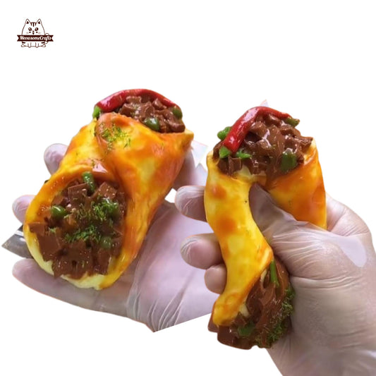 Beef Omelet Wrap Bread Food Squishy Squeezable Stress Relief Sensory Fidget Toy