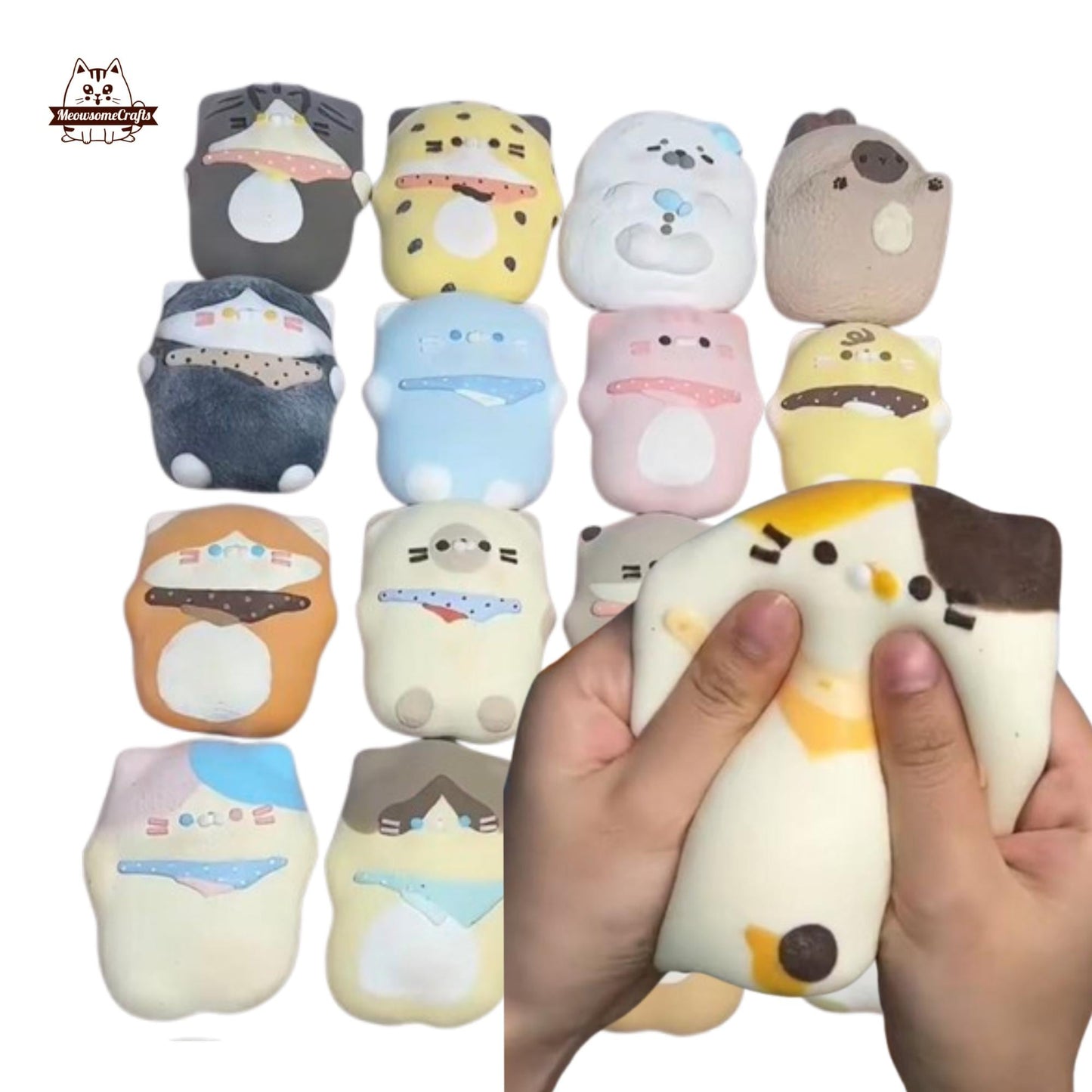 Kawaii Soft Kitty Cat Taba Squishy Squeezable Stress Relief Sensory Handmade Fidget Toy 1PC