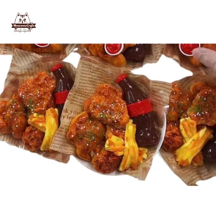 Realistic Chicken Nuggets Soda Food Squishy Squeezable Stress Relief Sensory Toy