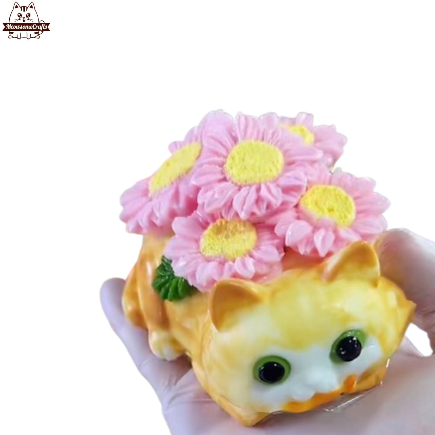 Adorable Cat with Sunflowers Pot Squishy Toy Taba Squishy Fidget Toys