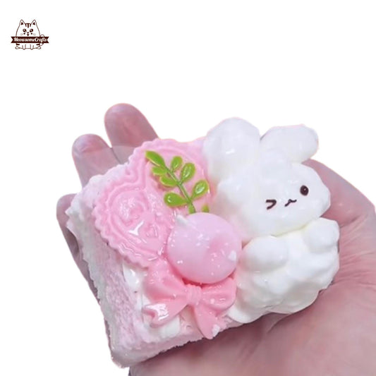 Cute Rabbit on the Toast Cake Squishy Squeezable Stress Relief Sensory Fidget Toy