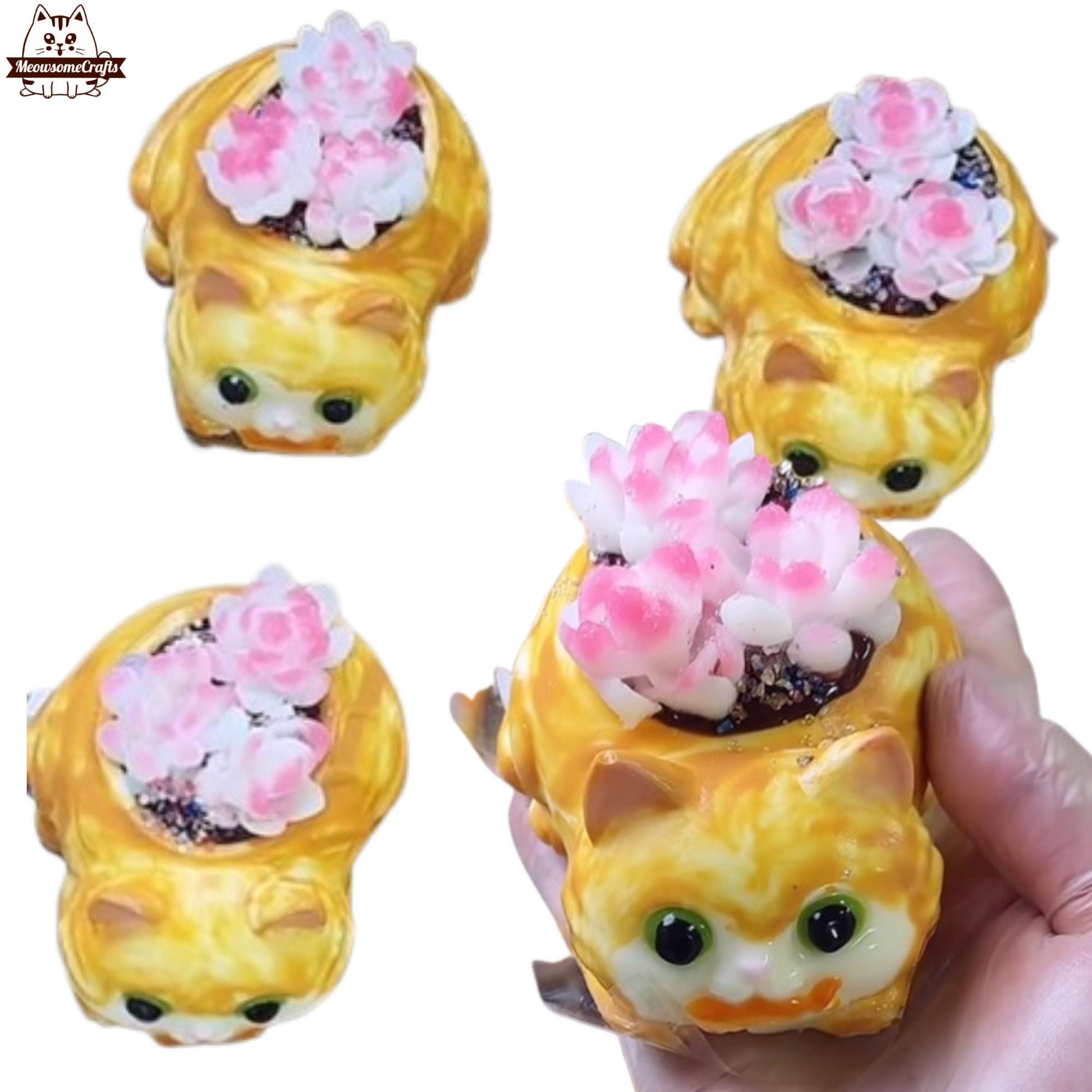 Realistic Kitty Pot with Succulent Plants Taba Squishy Fidget Toys
