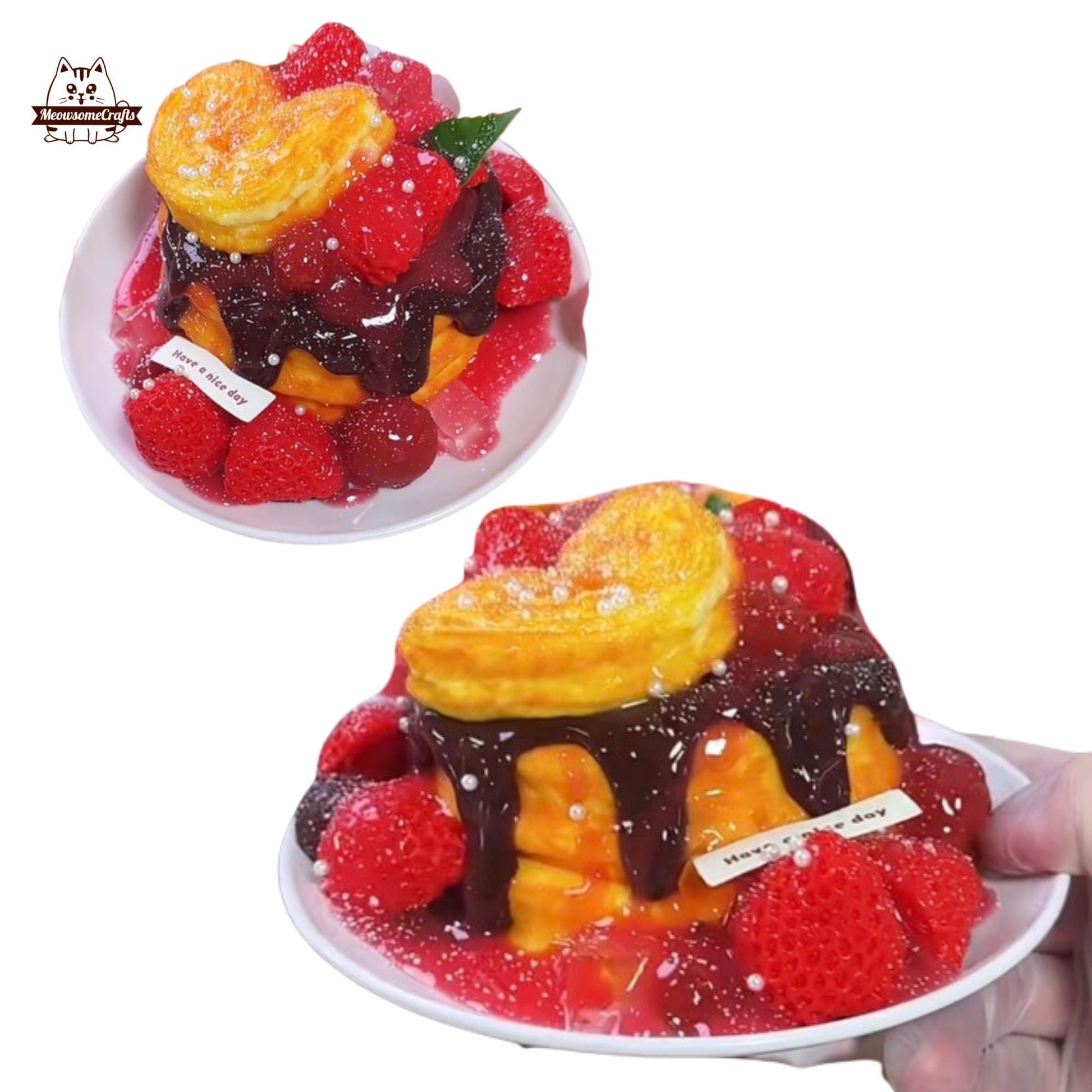 Realistic Strawberry Cookies Cake Squishy Squeezable Stress Relief Sensory Fidget Toy