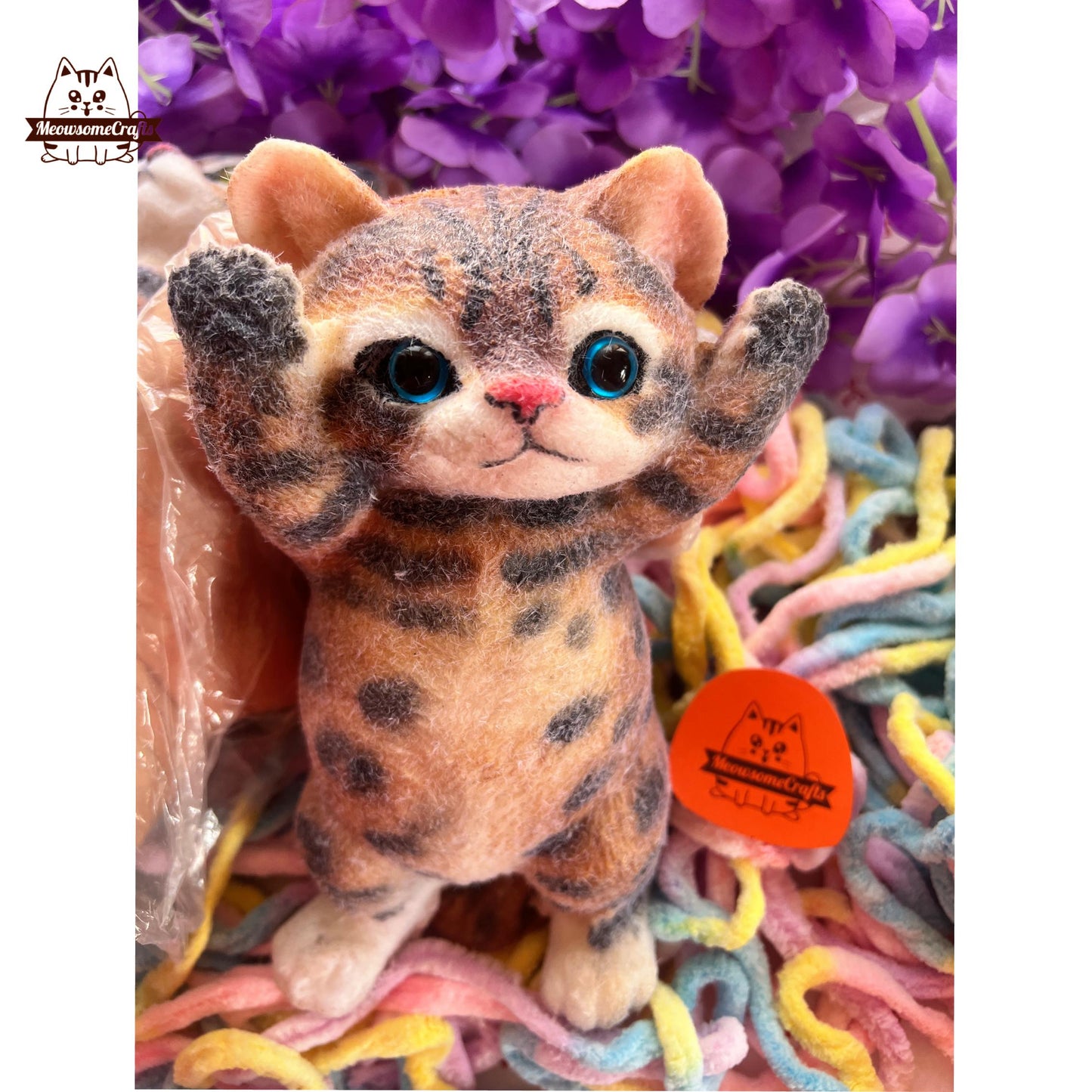 Soft Taba Furry Laying Playful Bengal Kitty Animal Squishy Squeezable Stress Relief Sensory Fidget Toy