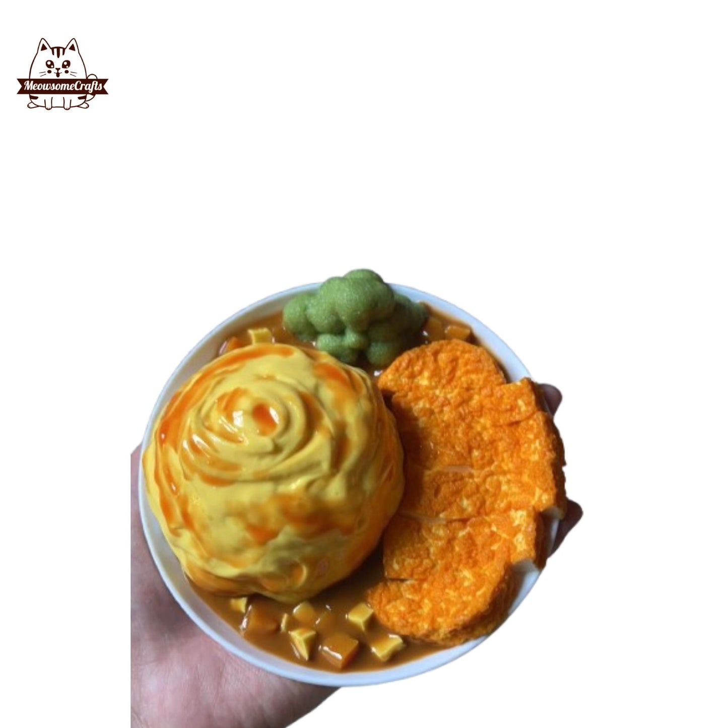 Realistic Pork Chop with Egg over Rice Squishy Squeezable Stress Relief Sensory Fidget Toys