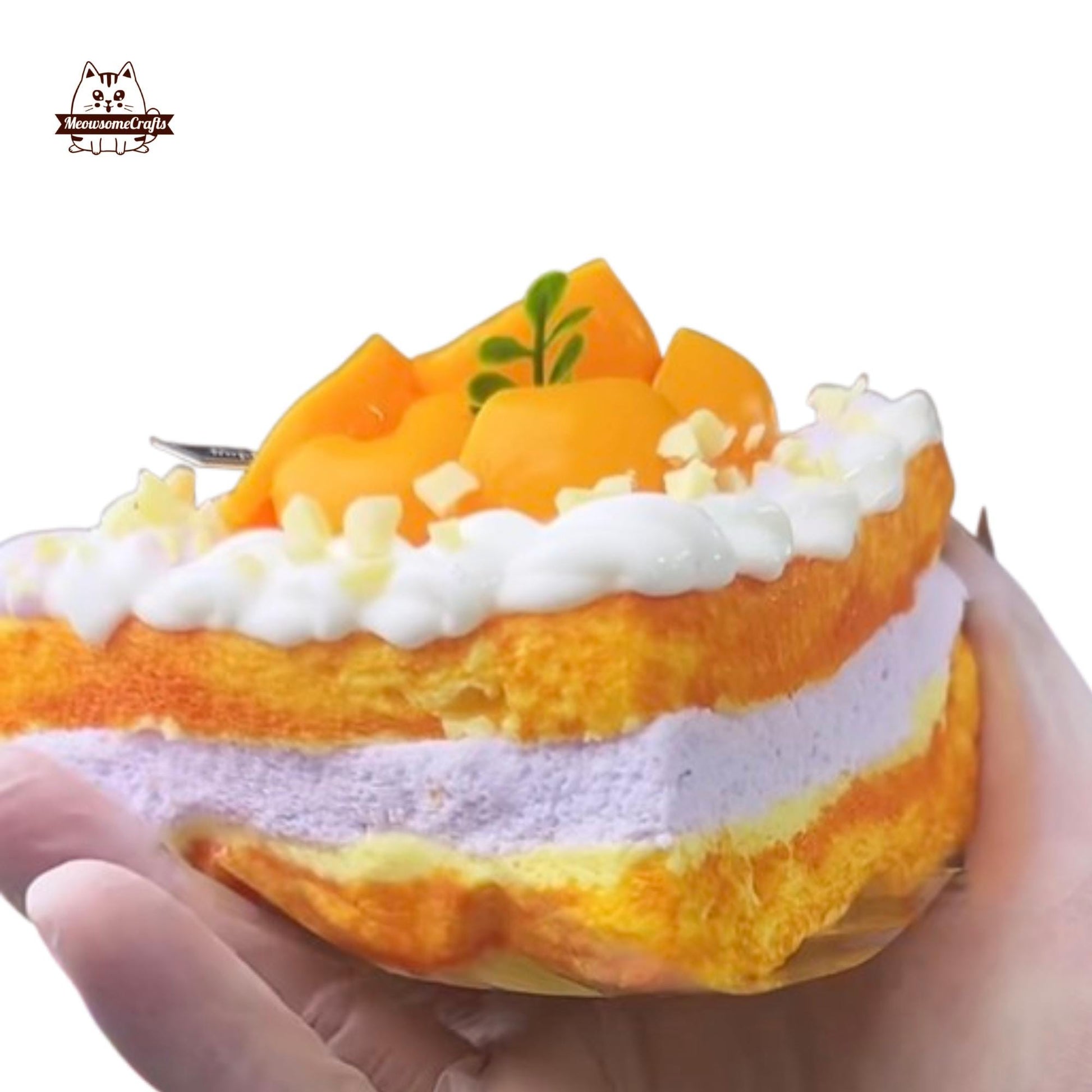 Realistic Mango Tiramisu Cake Food Squishy Squeezable Stress Relief Fidget Toy