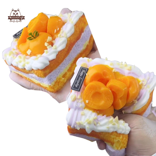 Realistic Mango Tiramisu Cake Food Squishy Squeezable Stress Relief Fidget Toy