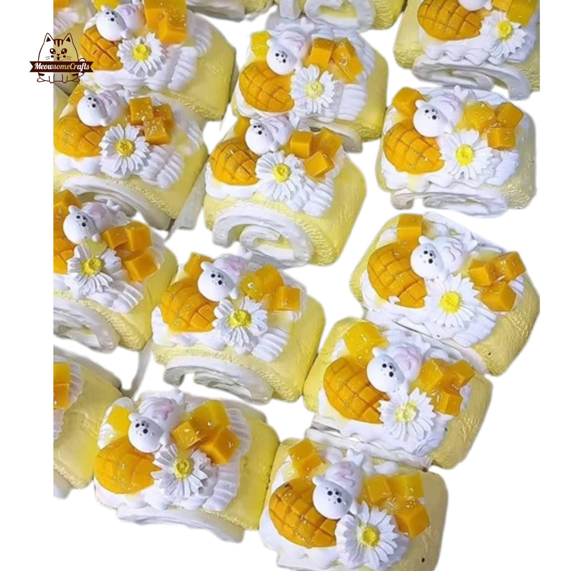 Pastel Mango Dessert Taba Squishy Fake Cake Squishy Handmade Silicone Stress Relief Toy Gift
