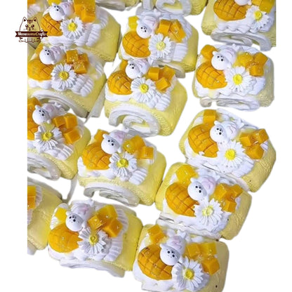 Pastel Mango Dessert Taba Squishy Fake Cake Squishy Handmade Silicone Stress Relief Toy Gift