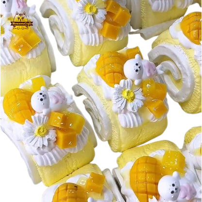 Pastel Mango Dessert Taba Squishy Fake Cake Squishy Handmade Silicone Stress Relief Toy Gift