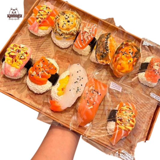 Realistic Sushi Squishy Set Nigiri Slow Rising Stress Toy Food Decor Fidget Toy