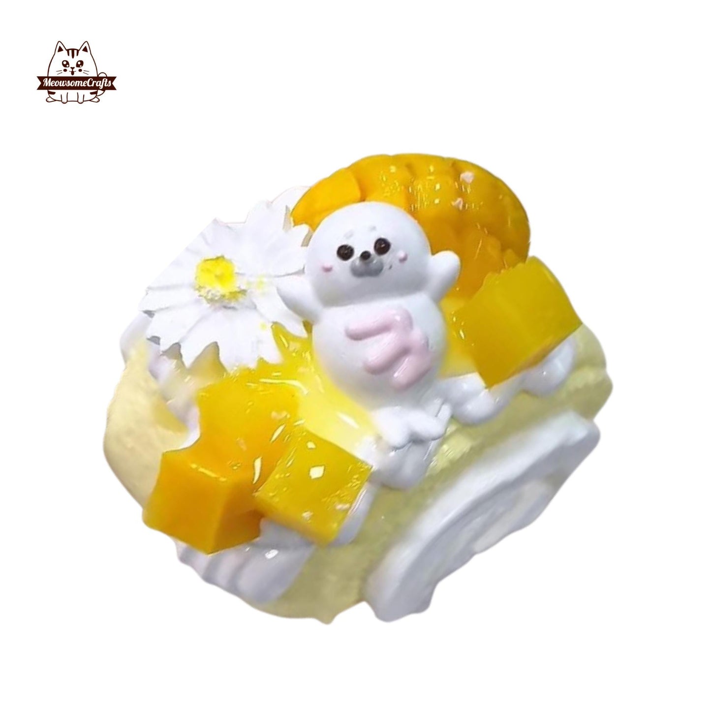 Pastel Mango Dessert Taba Squishy Fake Cake Squishy Handmade Silicone Stress Relief Toy Gift