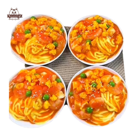 Handmade Realistic Shrimp Egg Noodle Food Taba Squishy Stress Relief Desk Fake Food Toy Gift