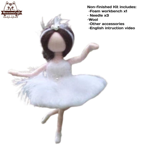 Needle Felting Kit | Fairy Ballerina Princess Dancer Girl White Dress | Beginner Kit Includes Wool & Tools - MeowsomeCrafts