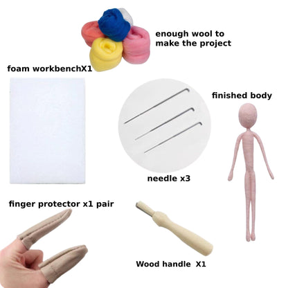 Needle Felting Kit | Mother Father Young Daughter Baby Girl Family | Beginner Kit Includes Wool & Tools - MeowsomeCrafts