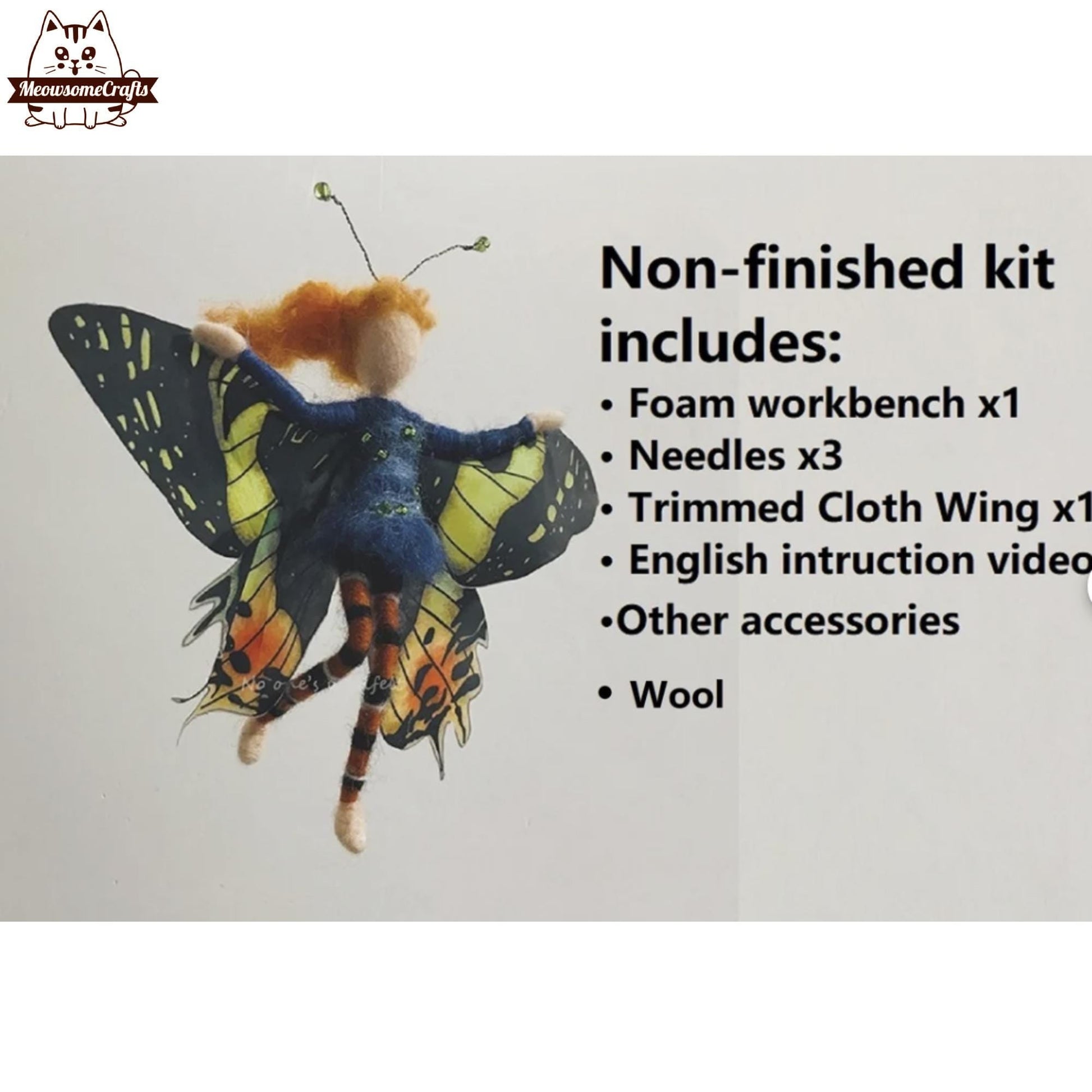 Needle Felting Kits | Butterfly Wings Princess Fairies Fairy | Beginner Kit Includes Wool & Tools - MeowsomeCrafts