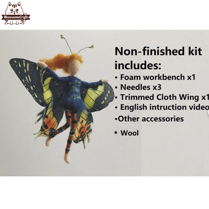 Needle Felting Kits | Butterfly Wings Princess Fairies Fairy | Beginner Kit Includes Wool & Tools - MeowsomeCrafts