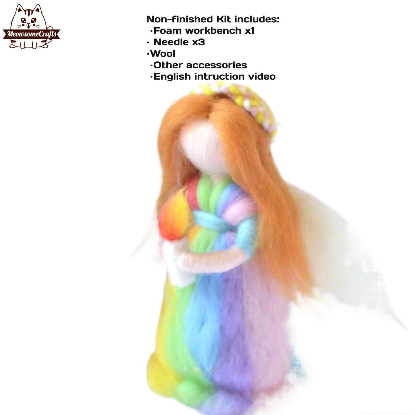 Needle Felting Kits | Fairy Mother Daughter Rainbow Dress | Beginner Kit Includes Wool & Tools - MeowsomeCrafts