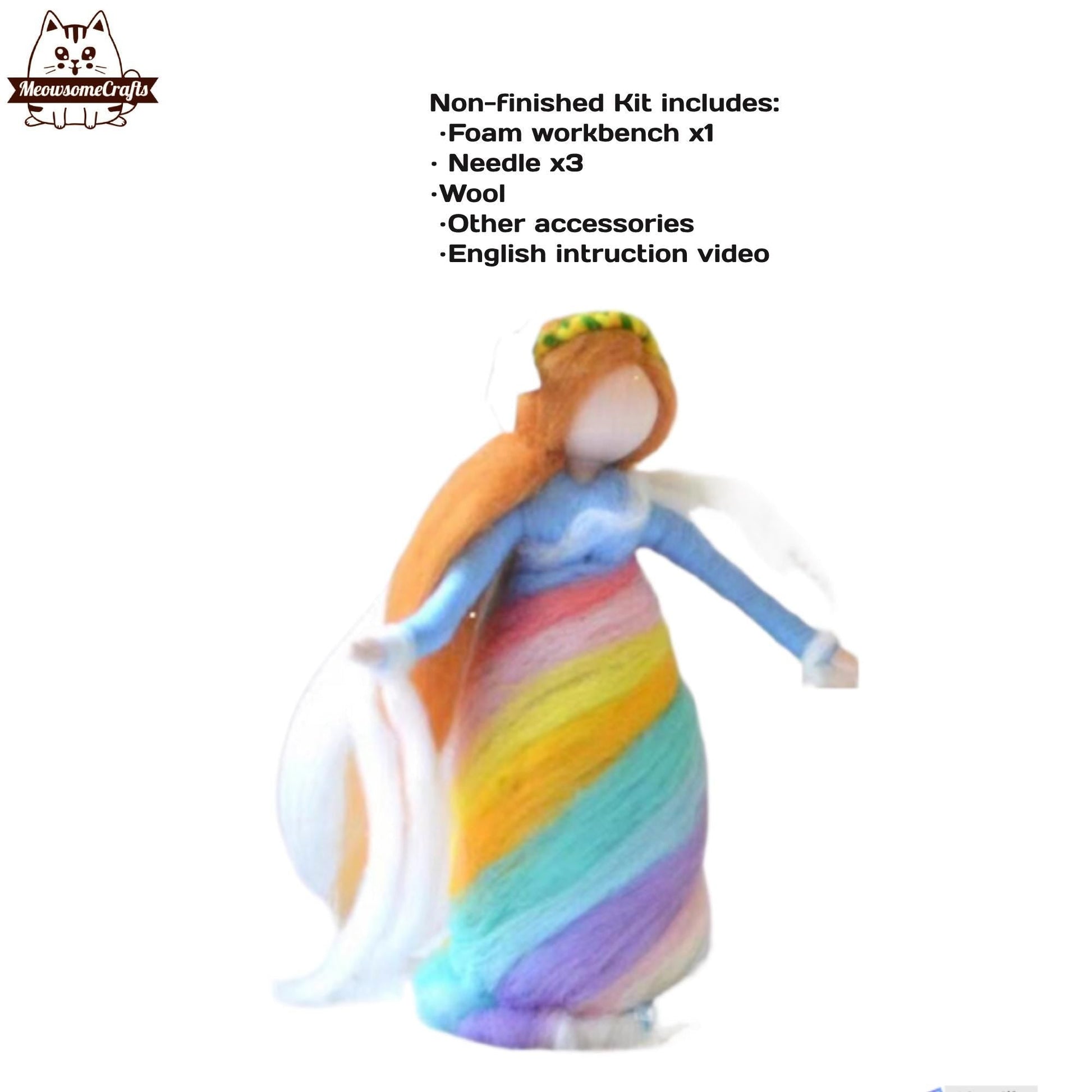 Needle Felting Kits | Fairy Mother Daughter Rainbow Dress | Beginner Kit Includes Wool & Tools - MeowsomeCrafts