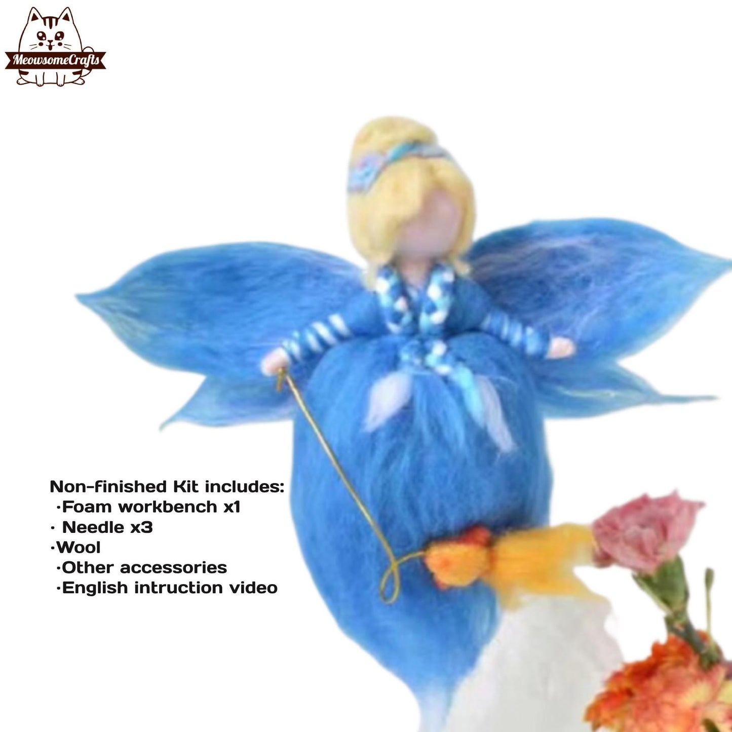 Needle Felting Kits | Magical Colorful Fairies Holding Babies Pet Flowers Cloth | Beginner Kit Includes Wool & Tools - MeowsomeCrafts