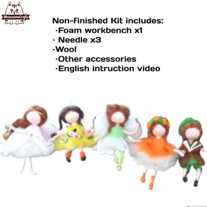 Needle Felting Kits | Magical Spring Fairy Kids Holding Flowers Butterfly Wand Book Ornament | Beginner Kit Includes Wool & Tools - MeowsomeCrafts