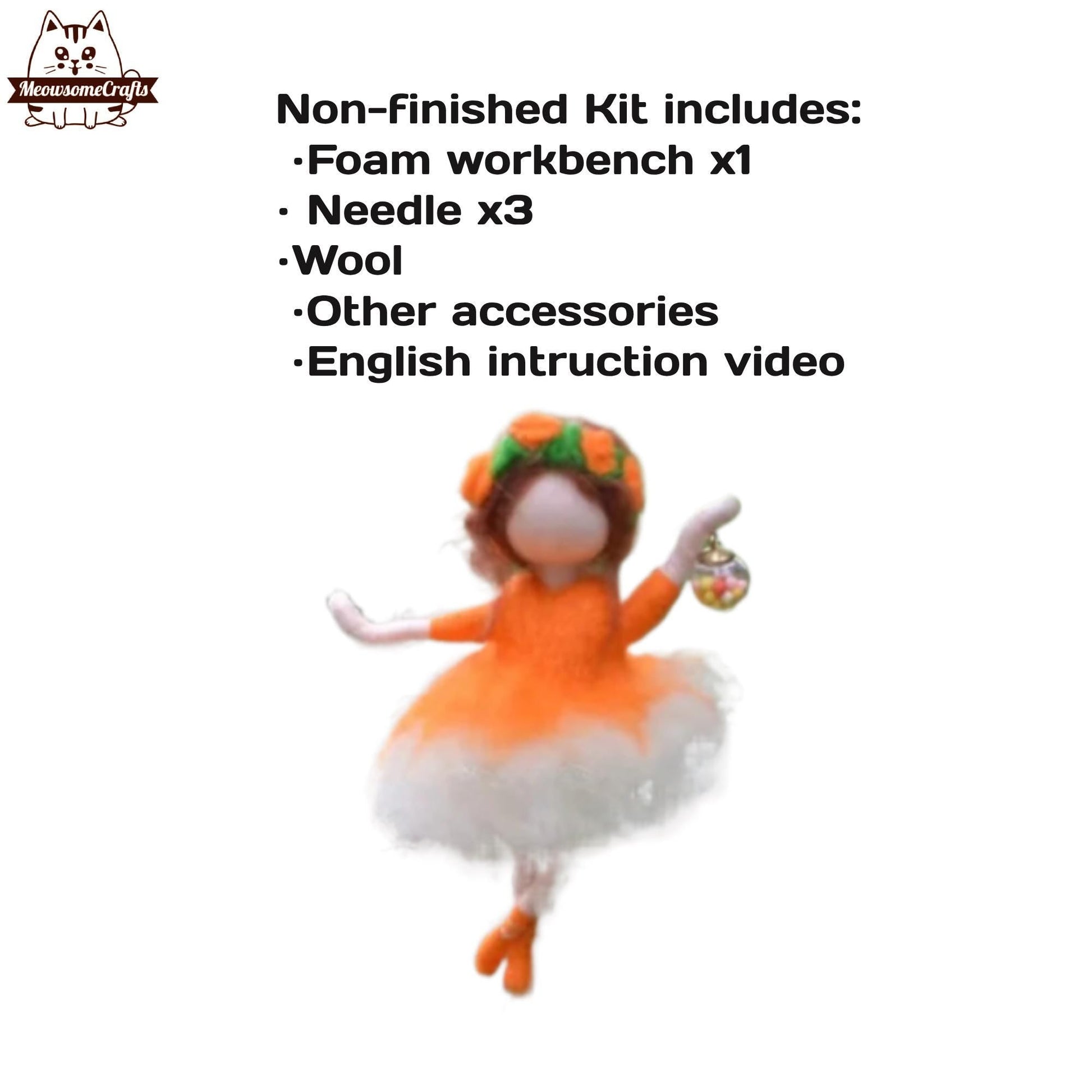 Needle Felting Kits | Magical Spring Fairy Kids Holding Flowers Butterfly Wand Book Ornament | Beginner Kit Includes Wool & Tools - MeowsomeCrafts