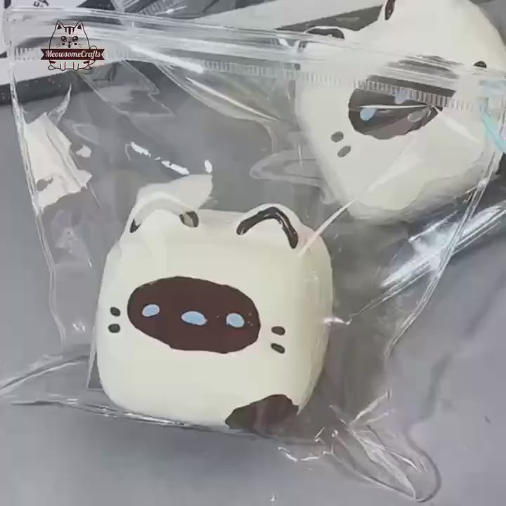 Soft Taba Squishy Siamese cat Face Squeezable Anxiety Stress Relief Sensory Fidget Toys Washable