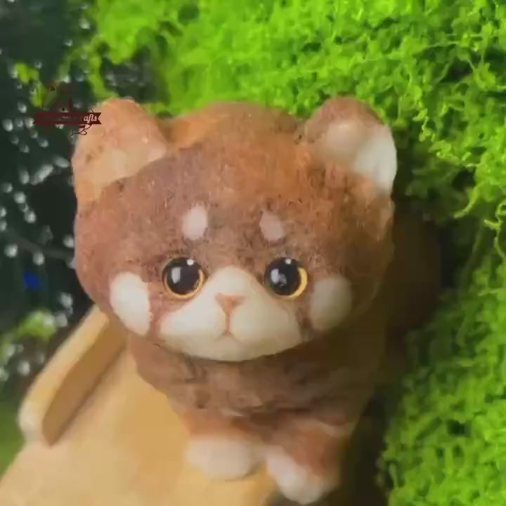 Soft Furry Brown Cat Kitten Cat Squishy Squeezable Anxiety Stress Relief Sensory Fidget Toys Washable