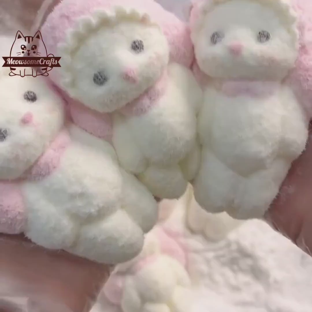 Furry Bunny Rabbit with Hat Squishy Squeezable Anxiety Stress Relief Sensory Fidget Toys Gift