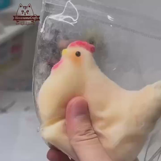 Hen Female Chicken Furry Taba Squishy Squeezable Anxiety Stress Relief Sensory Fidget Toy