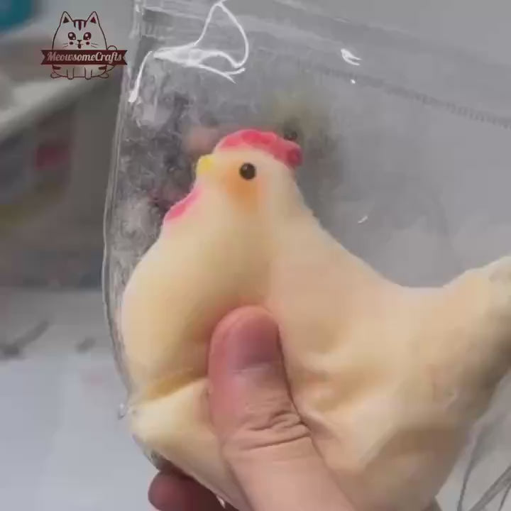 Hen Female Chicken Furry Taba Squishy Squeezable Anxiety Stress Relief Sensory Fidget Toy