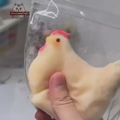 Hen Female Chicken Furry Taba Squishy Squeezable Anxiety Stress Relief Sensory Fidget Toy