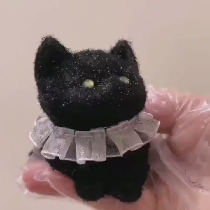 Black Furry Kitten Cat Shape Squishy Squeezable Anxiety Stress Relief Sensory Fidget Toy