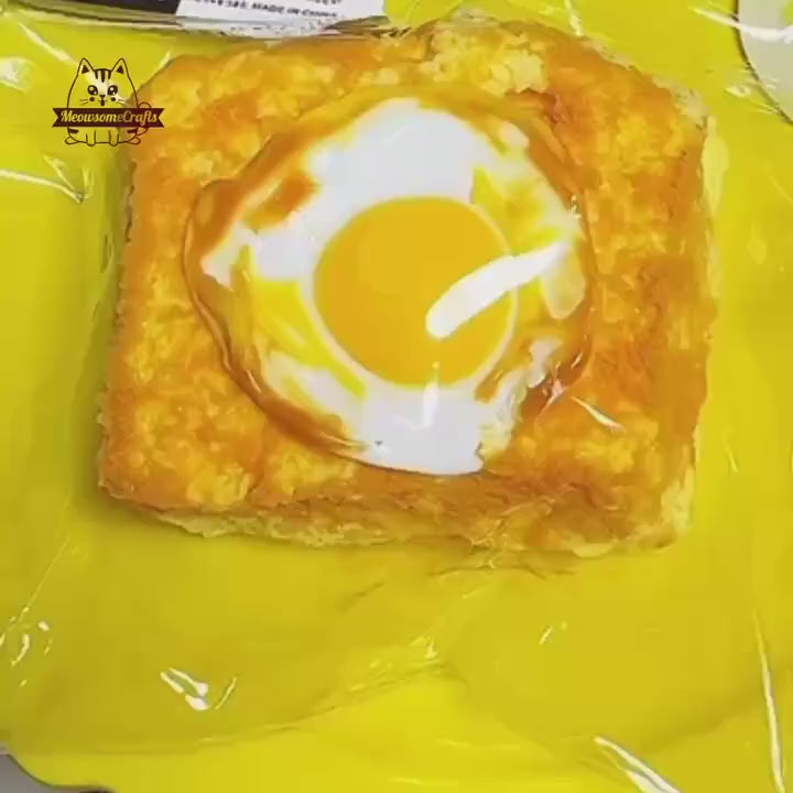 Fried Egg Toast Food Taba Squishy Squeezable Anxiety Stress Relief Sensory Fidget Toy