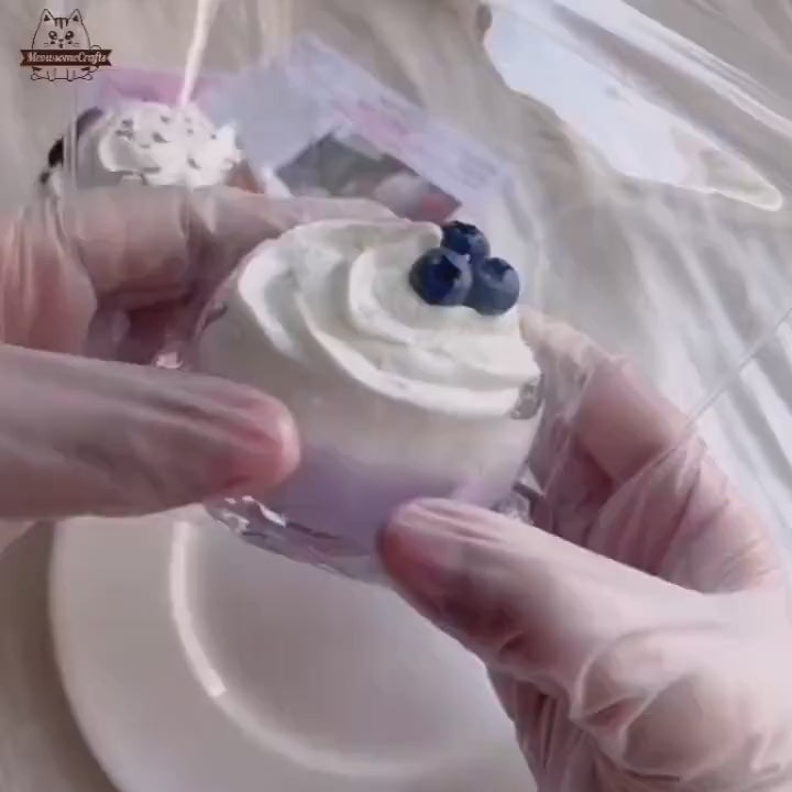 Pudding Cups Chocolate Strawberry Blueberry Cheese Squishy Customizable Squeezable Anxiety Stress Relief Sensory Fidget Toy
