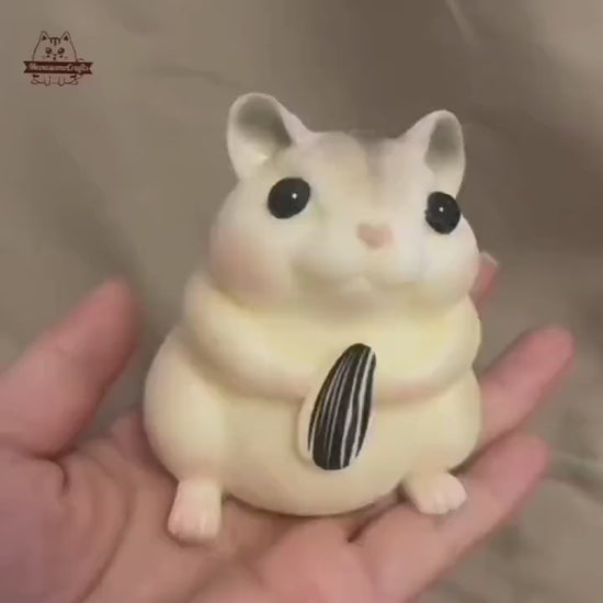 Furry Hamster Holding Seed Squishy Squeezable Anxiety Stress Relief Sensory Fidget Toy