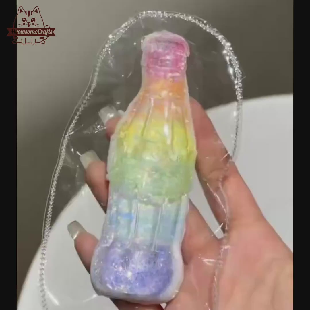Glass Soda Bottle Rainbow Squishy Squeezable Anxiety Stress Relief Sensory Fidget Toys